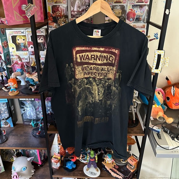 Y2K The Walking Dead T-Shirt Warning We Are All Infected Black Men’s Size XL - Picture 1 of 6